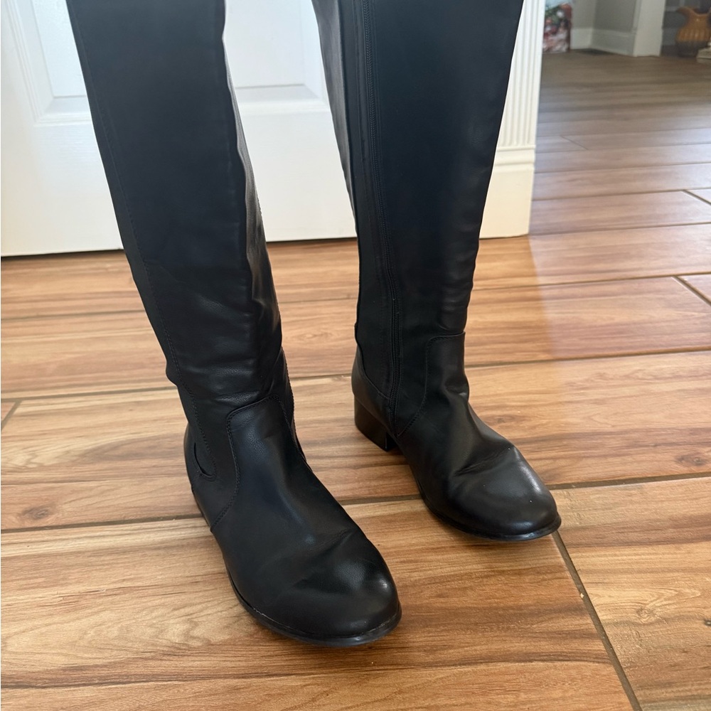 Lane Bryant Black Over-The-Knee Leather Riding Boots